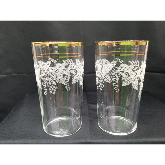 Bartlett Collins 806 Gold Trimmed 8oz Flat Tumblr Set of 2 - Picture 3 of 7